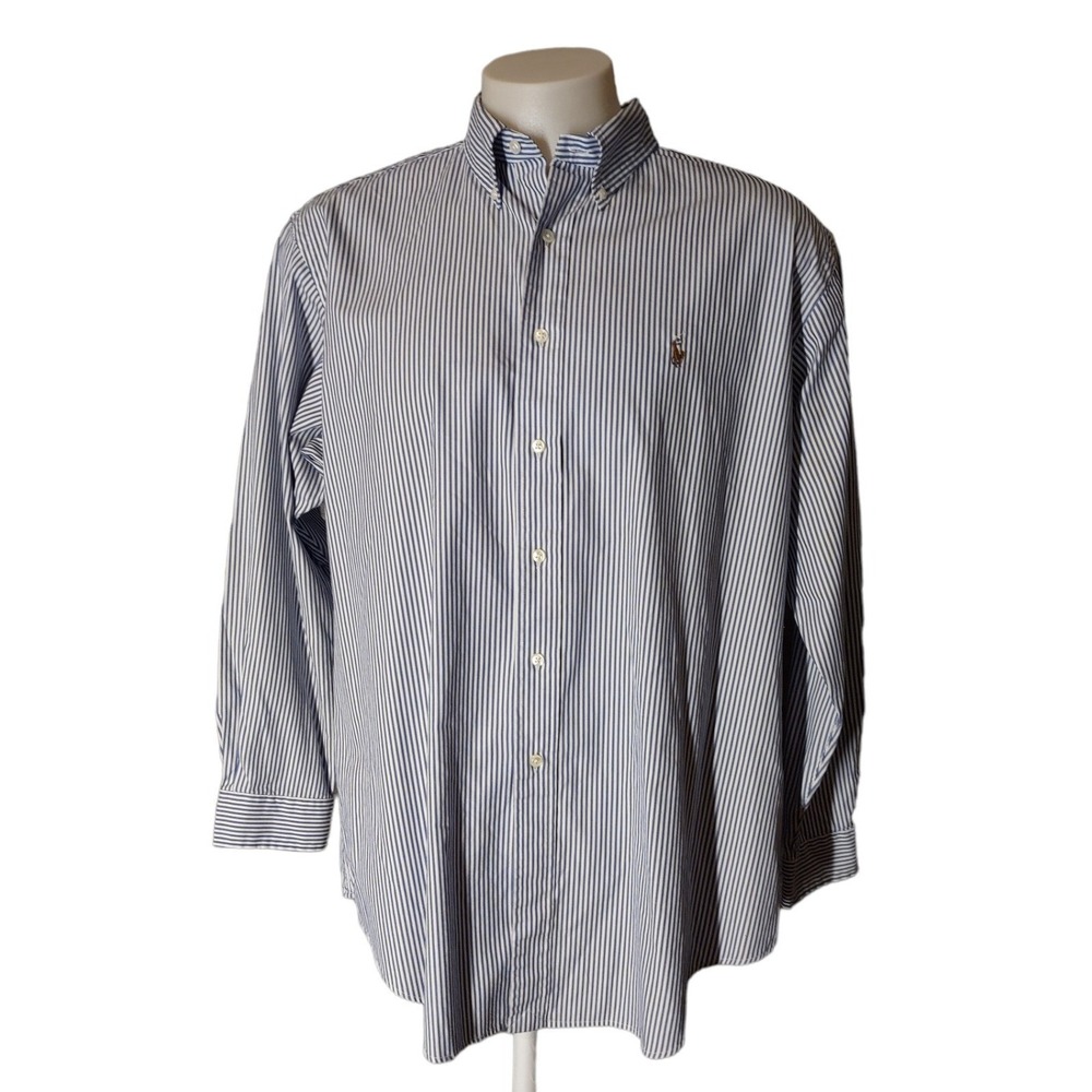 Ralph Lauren Shirt Adult Mens Size‎ 17-34  Yarmouth Cotton Long Sleeve Button Up
